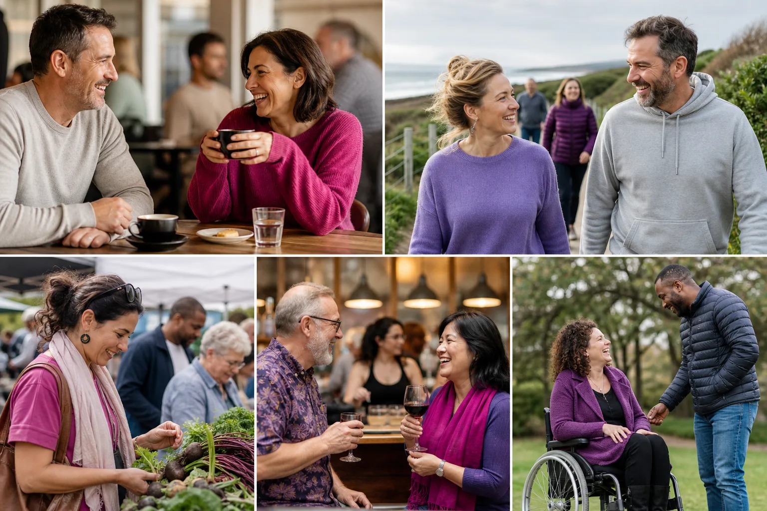 People chatting over drinks at a relaxed social event in Torquay